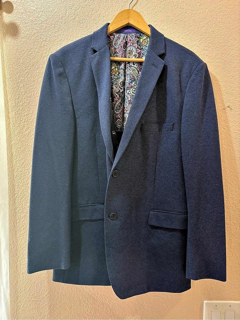 Alan Flusser Men's Paisley suit jacket in navy Blue Size Large